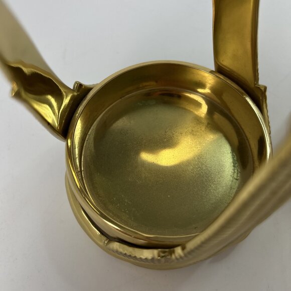 2 Partylite Brass Feather Votive Pillar Candle Holders 5" Tall x 3.75" Vintage - Picture 5 of 6